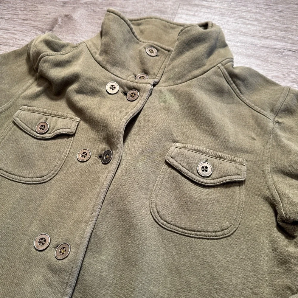 Prana Jacket Womens Medium Green‎ Tori Button Up Fleece Knit Sweater 100% Cotton - Picture 2 of 9